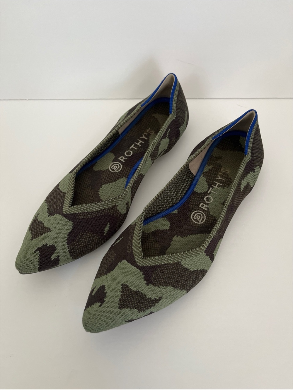 Rothy’s The Point Green Camo Flats Women’s Size 10.5